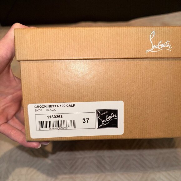 AUTHENTIC Black Crochinetta 100mm, Christian Louboutin, Size 37 (Not For Bundle) - Picture 10 of 11